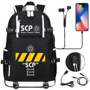 SCP Foundation Backpack SCP Foundation School Bag USB Laptop Bag