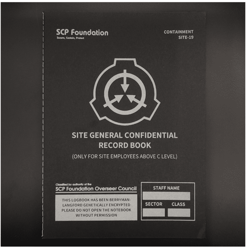 SCP Journal SCP Foundation Dairy Notebook